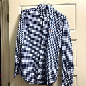 Mens Ralph Lauren long sleeve blue and white check shirt. Size M
